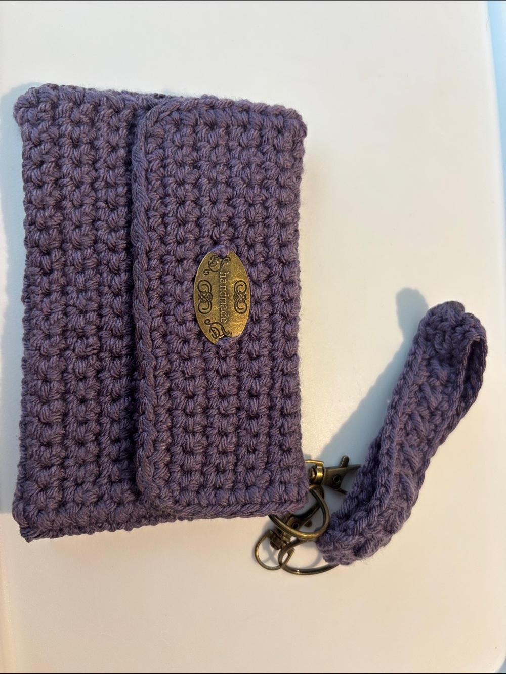 Crocheted Lavender Wristlet Key & Card Holder - Picture 2 of 4